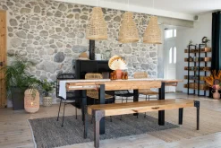 Flash Sale Miliboo Banco diseño industrial metal y madera 180cm MADISON