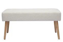 Shop Miliboo Banco nórdico capitoné de borreguillo blanco y madera clara 96 cm GUESTA