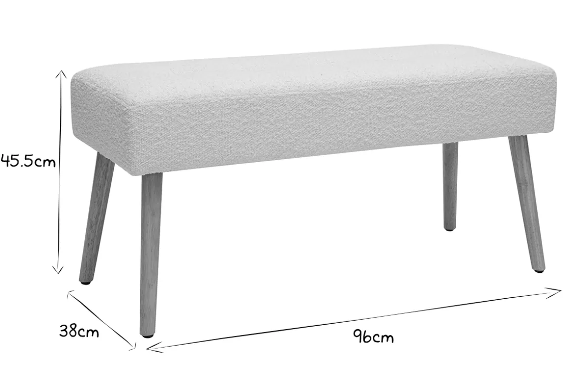 Shop Miliboo Banco nórdico capitoné de borreguillo blanco y madera clara 96 cm GUESTA