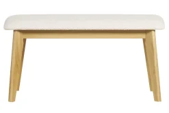 Clearance Miliboo Banco nórdico de borreguillo blanco y madera clara 92 cm ELION