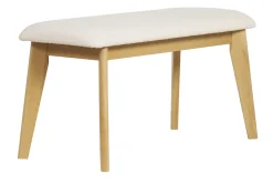 Clearance Miliboo Banco nórdico de borreguillo blanco y madera clara 92 cm ELION
