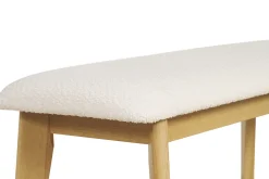 Clearance Miliboo Banco nórdico de borreguillo blanco y madera clara 92 cm ELION