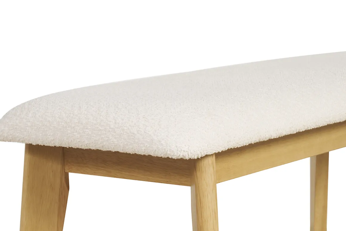 Clearance Miliboo Banco nórdico de borreguillo blanco y madera clara 92 cm ELION