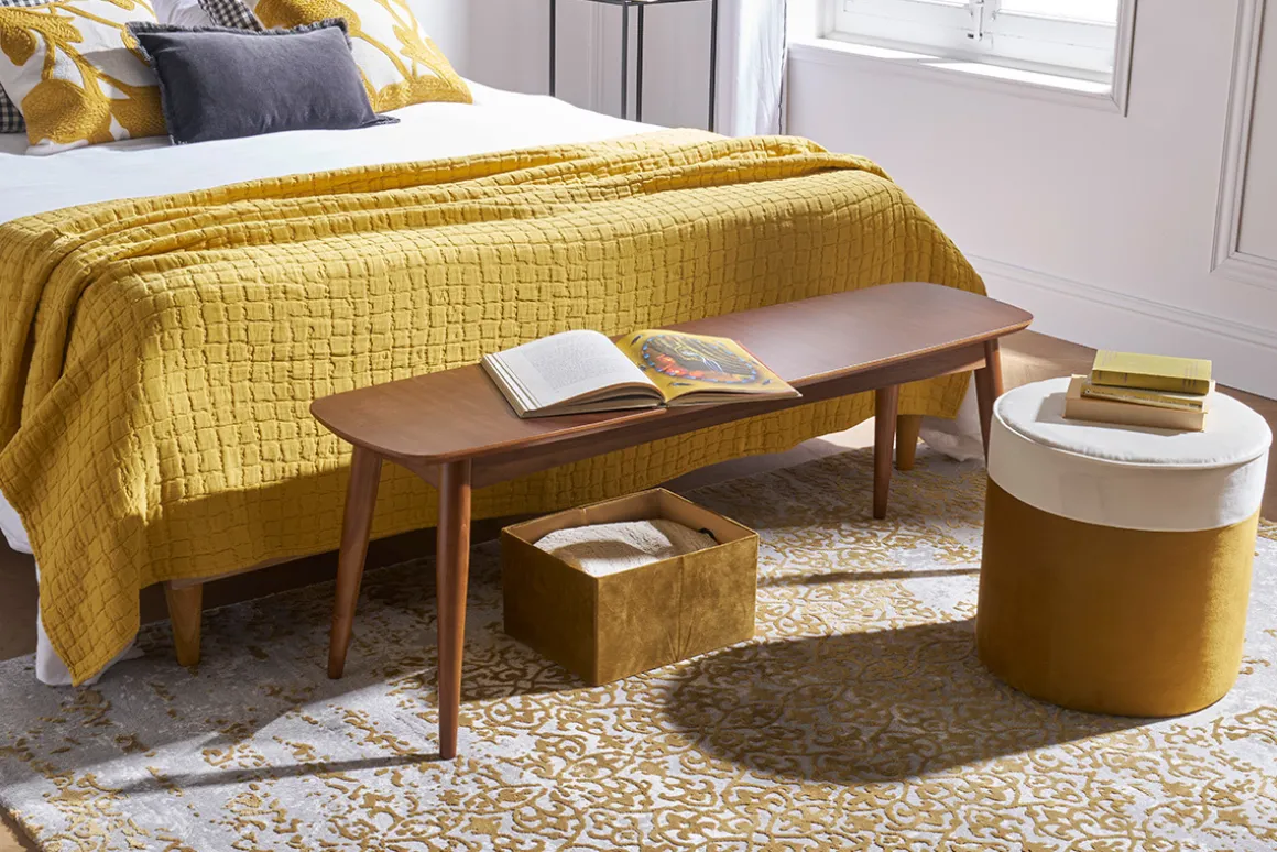 New Miliboo Banco vintage de nogal de 130 cm de altura NORDECO