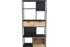 New Miliboo Biblioteca en metal negro y mango macizo JAIPUR