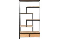 Clearance Miliboo Biblioteca industrial en acacia y metal negro L90 cm JASPE