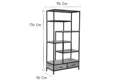 Clearance Miliboo Biblioteca industrial en acacia y metal negro L90 cm JASPE