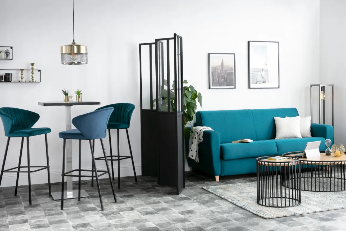 Flash Sale Miliboo Biombo 4 paneles en metal negro y cristal RACK