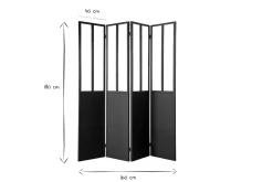Flash Sale Miliboo Biombo 4 paneles en metal negro y cristal RACK