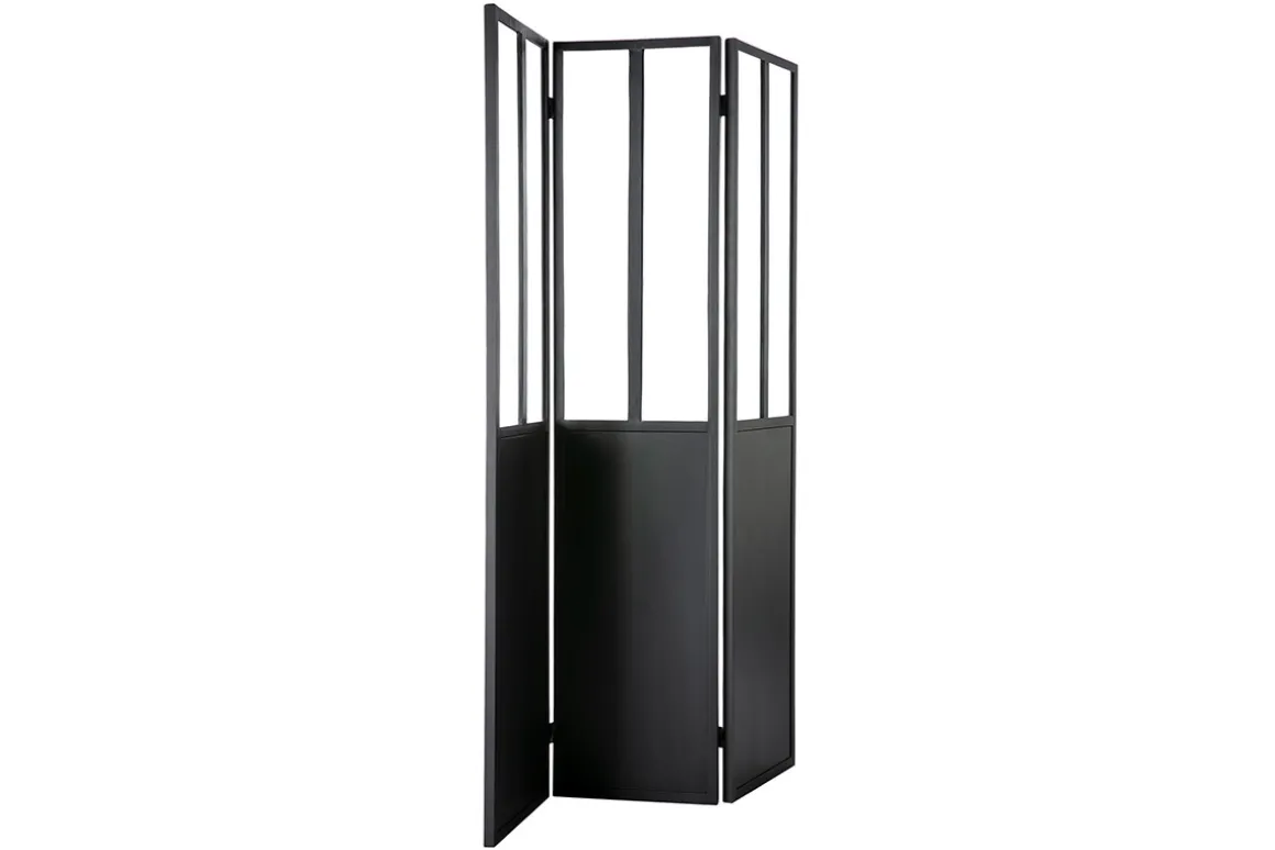Best Miliboo Biombo en metal negro y cristal 3 paneles RACK