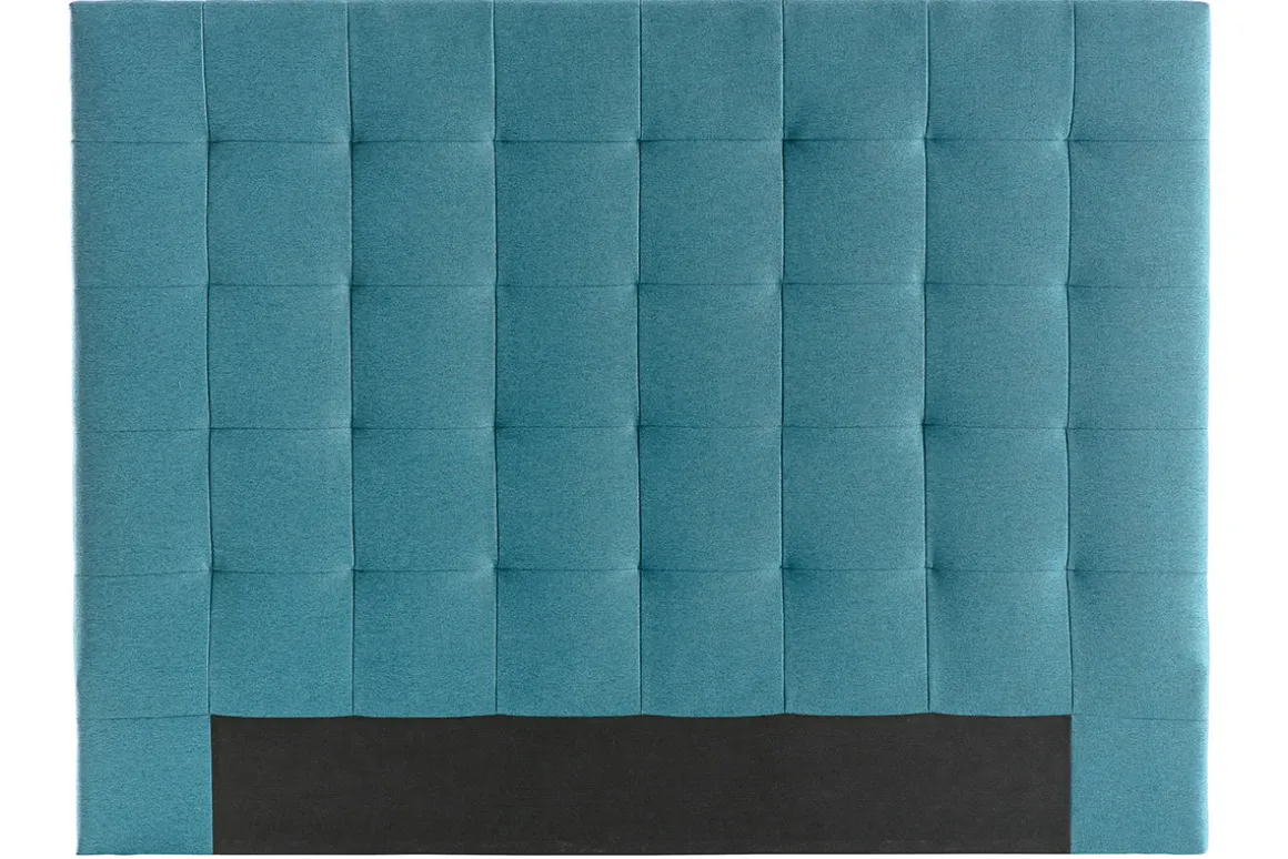 New Miliboo Cabecero capitoné en tejido azul petróleo 140 cm HALCIONA