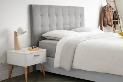 Fashion Miliboo Cabecero capitoné en tejido gris 140 cm HALCIONA