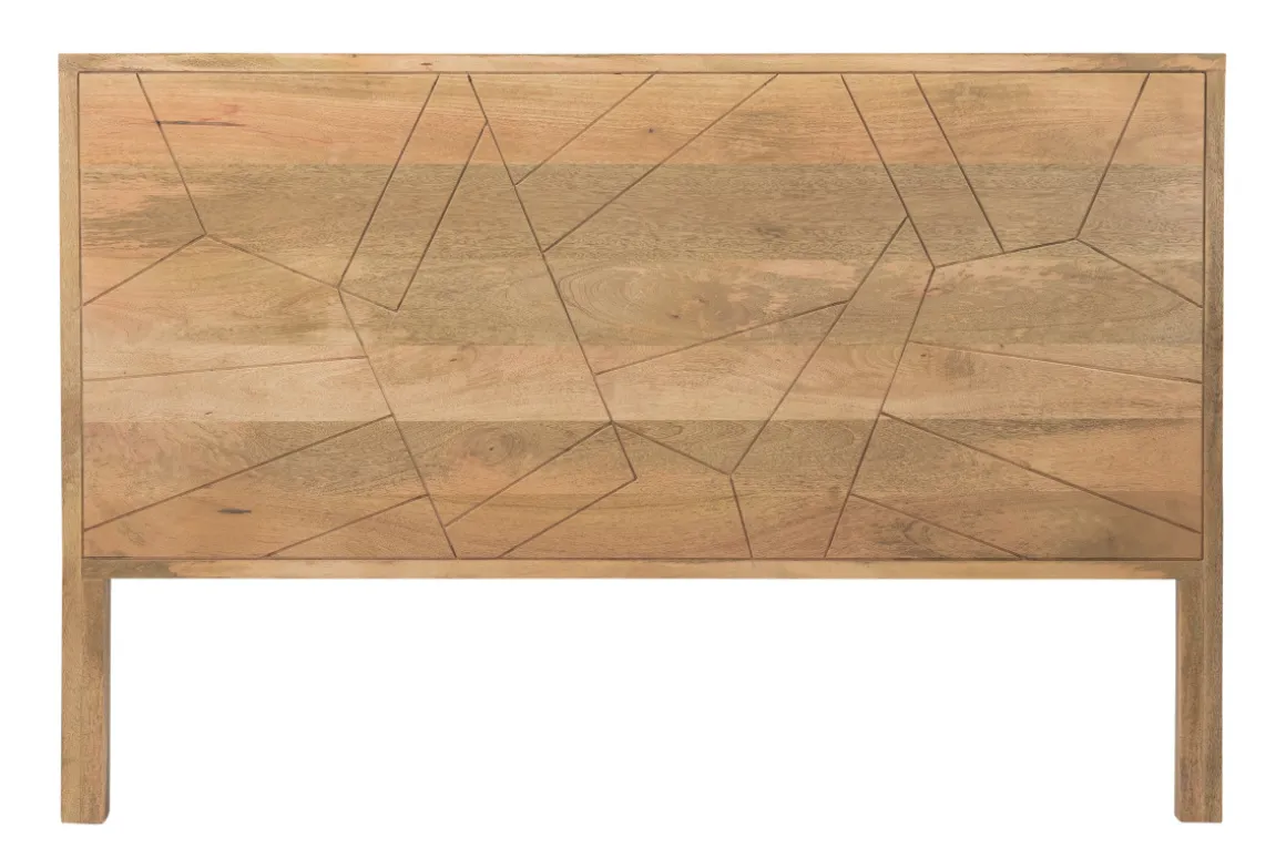 Hot Miliboo Cabecero de cama de madera de mango maciza con grabados 165 cm LINIUM