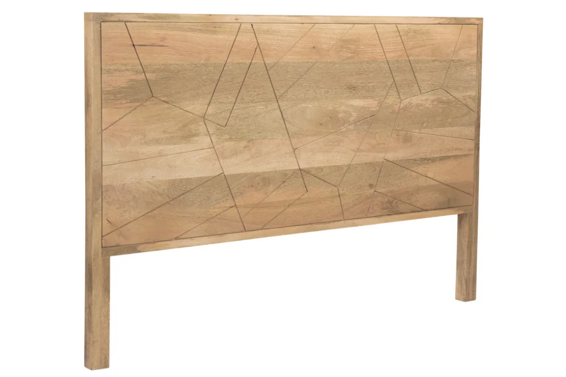 Hot Miliboo Cabecero de cama de madera de mango maciza con grabados 165 cm LINIUM