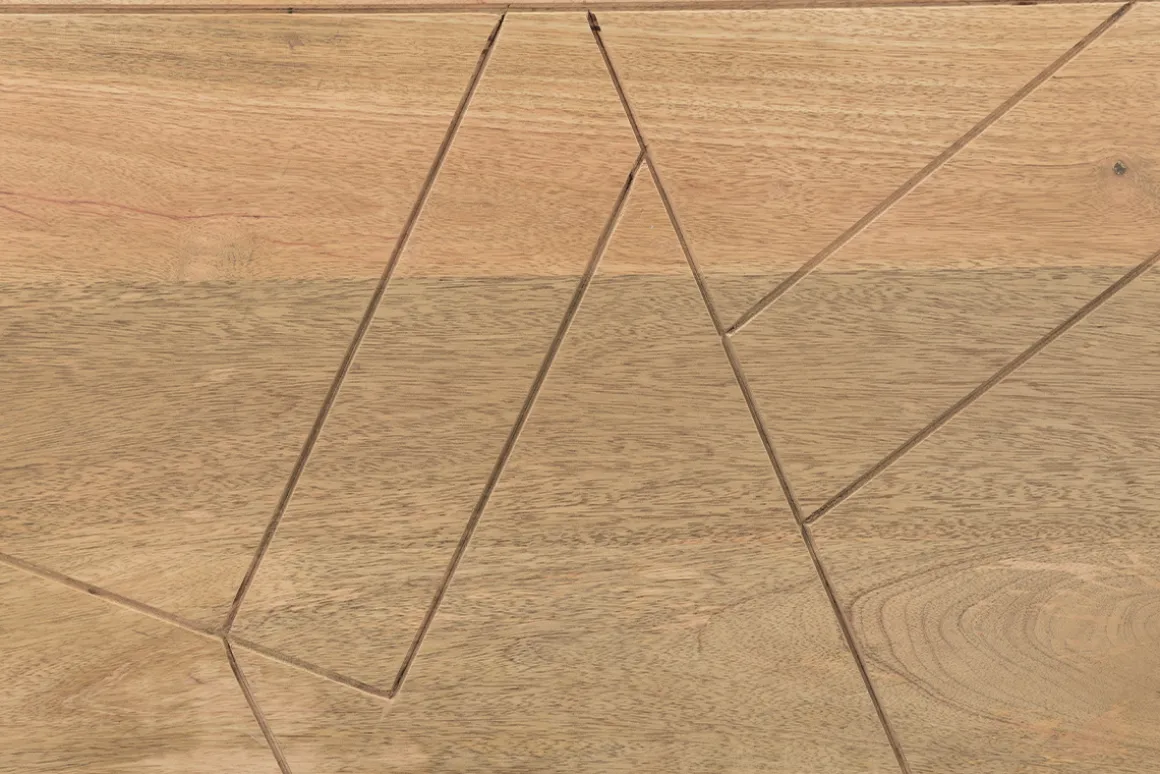 Hot Miliboo Cabecero de cama de madera de mango maciza con grabados 165 cm LINIUM