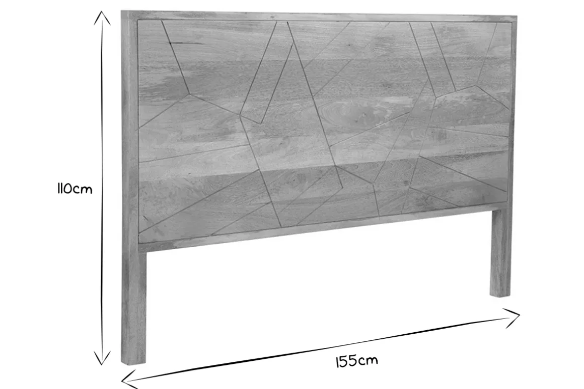 Hot Miliboo Cabecero de cama de madera de mango maciza con grabados 165 cm LINIUM