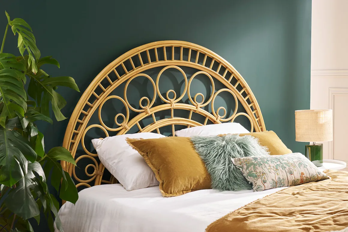 Best Sale Miliboo Cabecero de cama de ratán con estampado 160 cm SORAYA