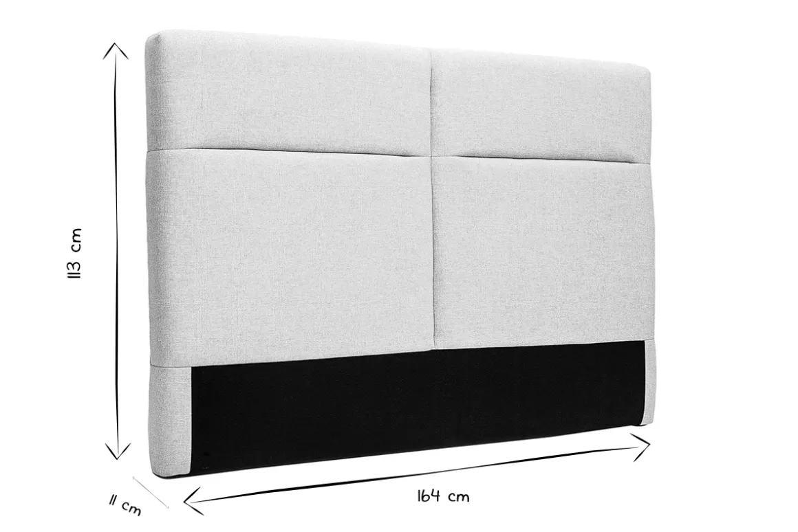 Best Sale Miliboo Cabecero de cama de tela efecto aterciopelado gris 164 cm CHELSEA