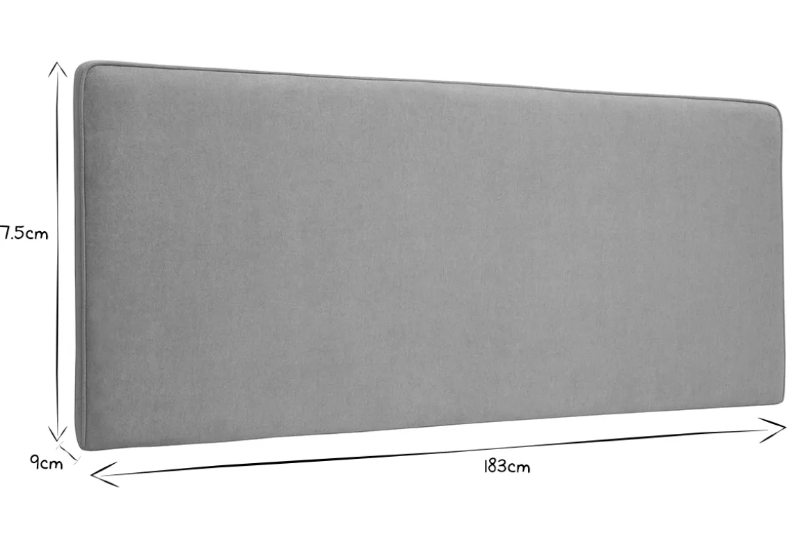 Clearance Miliboo Cabecero de cama para colgar de tela efecto aterciopelado gris 180 cm LILY