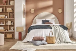 Flash Sale Miliboo Cabecero de cama redondo de tela beige 160 cm NAOMY