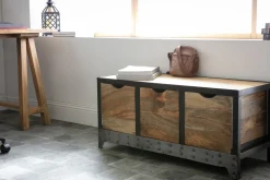 Flash Sale Miliboo Cajonera / zapatero industrial de madera maciza y metal ATELIER