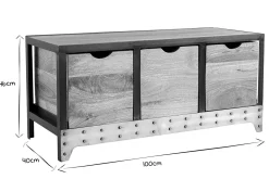 Flash Sale Miliboo Cajonera / zapatero industrial de madera maciza y metal ATELIER