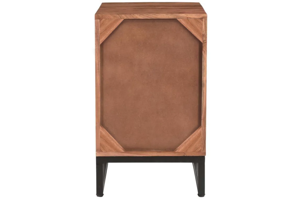 Best Miliboo Cajonera de escritorio con 3 cajones de acacia maciza y metal HOORN