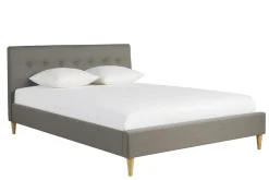 Online Miliboo Cama 2 plazas 160 x 200 cm con cabecero de cama de tela gris claro LEONCE