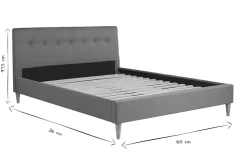 Online Miliboo Cama 2 plazas 160 x 200 cm con cabecero de cama de tela gris claro LEONCE