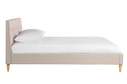 Store Miliboo Cama 2 plazas 160 x 200 cm con cabecero de cama de tela beige LEONCE