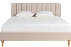 Cheap Miliboo Cama 2 plazas 160 x 200 cm de tela beige DIANE