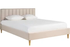 Cheap Miliboo Cama 2 plazas 160 x 200 cm de tela beige DIANE