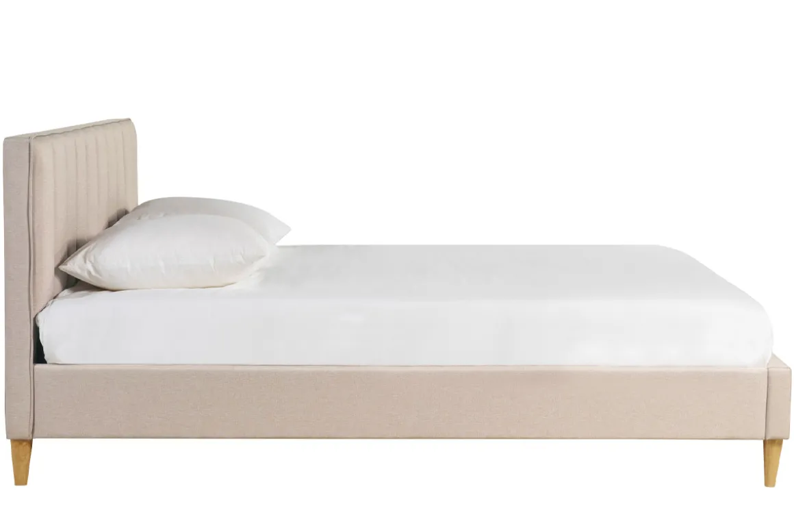 Cheap Miliboo Cama 2 plazas 160 x 200 cm de tela beige DIANE