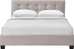 Cheap Miliboo Cama 160 x 200 tela beige acolchada MARQUISE