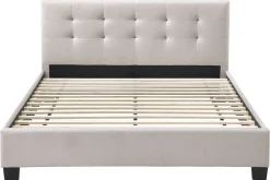 Cheap Miliboo Cama 160 x 200 tela beige acolchada MARQUISE