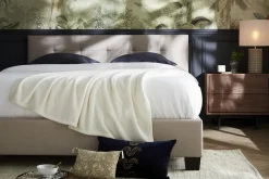 Cheap Miliboo Cama 160 x 200 tela beige acolchada MARQUISE