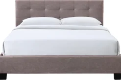 Fashion Miliboo Cama 160 x 200 tela camel acolchada MARQUISE