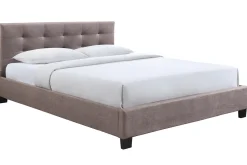 Fashion Miliboo Cama 160 x 200 tela camel acolchada MARQUISE