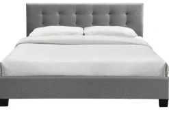 Shop Miliboo Cama 180 x 200 tela gris acolchada MARQUISE