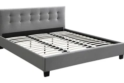 Shop Miliboo Cama 180 x 200 tela gris acolchada MARQUISE