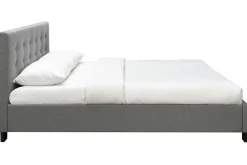 Shop Miliboo Cama 180 x 200 tela gris acolchada MARQUISE