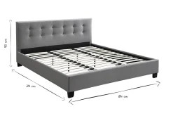 Shop Miliboo Cama 180 x 200 tela gris acolchada MARQUISE