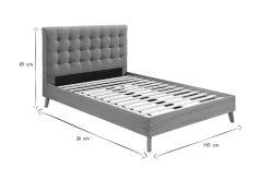 Sale Miliboo Cama adulto escandinavo madera y tejido gris 140 x 200cm LYNN