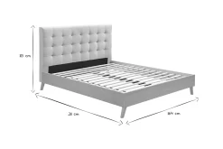 Best Sale Miliboo Cama adulto estilo nórdico madera y tejido beige 160 x 200cm LYNN