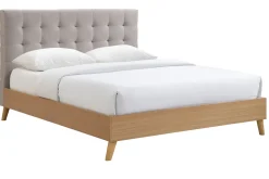 Best Sale Miliboo Cama adulto estilo nórdico madera y tejido beige 160 x 200cm LYNN