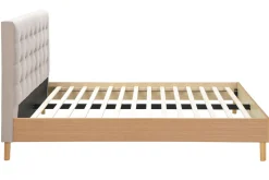 Best Sale Miliboo Cama adulto estilo nórdico madera y tejido beige 160 x 200cm LYNN