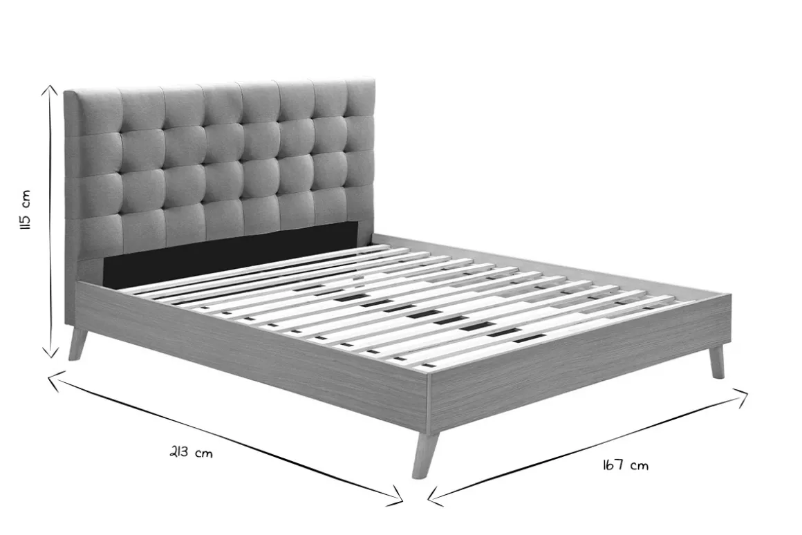 Cheap Miliboo Cama adulto estilo nórdico madera y tejido gris 160 x 200cm LYNN