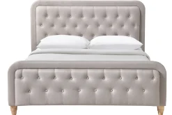 New Miliboo Cama capitoné tejido beige 160 x 200cm KRISTEN