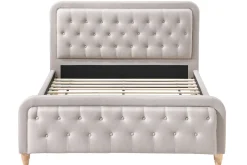 New Miliboo Cama capitoné tejido beige 160 x 200cm KRISTEN