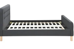 Discount Miliboo Cama capitoné tejido gris oscuro 160 x 200cm HOLSEN